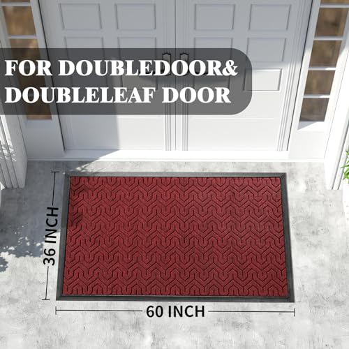 Yimobra Extra Large Indoor Outdoor Mats for Front Door, Black Red, 60x36 - color: Black Red, size: 60x36 Inch