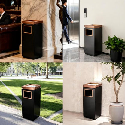 WICHEMI Commercial Outdoor 8 Gallon Trash Can with Lid Stainless Steel