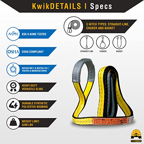 KwikSafety - Charlotte, NC - Mighty Sumo 1”x 8’ Poly Web Sling Lifting Strap Construction ASME OSHA / 3200lbs Vertical 2550lbs Choker 6400lbs Basket/Rigging Moving Towing Hoisting Gear - color: FLAT, size: 1"X8' | 3200 lbs