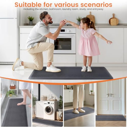 4/5 Inch Thicker Kitchen Mats Anti Fatigue Comfort Mat Standing Desk Rugs - color: Grey, size: 60"L x 17"W x 0.8"Th