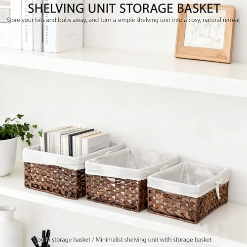 KINGWILLOW Wicker Basket Set of 3 with Removable Liner - size: Set of 3