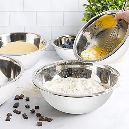 WHYSKO Stainless Steel Mixing Bowls Set, 5-Piece Meal Prep & Food Storage - color: White