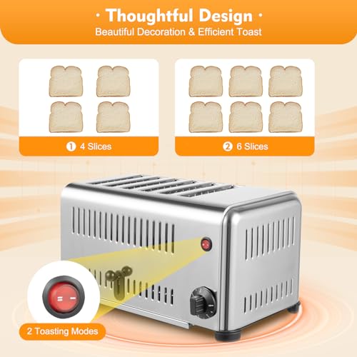 1680W Commercial Conveyor Toaster Stainless Industrial Bread Toaster 6 Slice