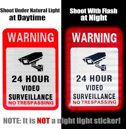 Kichwit 6 Pack Video Surveillance Sign Reflective Sticker, 5.9” x 4” - size: M