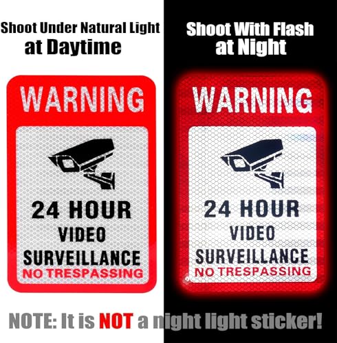 Kichwit 6 Pack Video Surveillance Sign Reflective Sticker, 5.9” x 4” - size: M