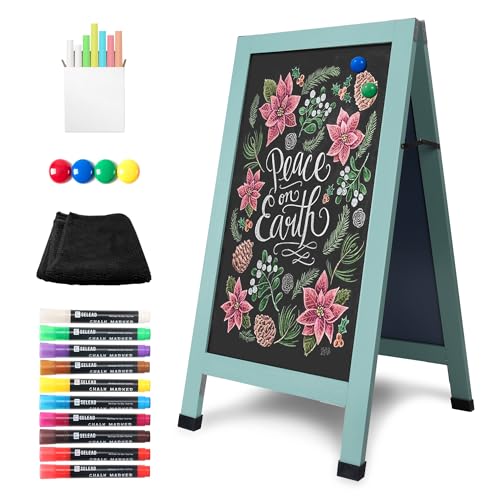SELEAD Magnetic A-Frame Chalkboard Signs - 40" x 20", Green Solid Pine Wood - color: Green(20"x40")