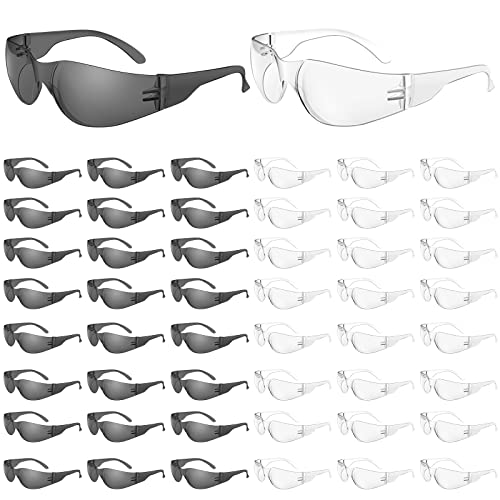 WFEANG 50 Pack Safety Glasses With ANSI Z87.1 (25 Pack Clear+25 Pack Grey) - color: 25clear+25grey