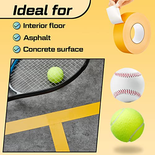 Amylove 230 ft Outdoor Court Tape, 2 in Adhesive for Basketball, Yellow, PE - color: Yellow