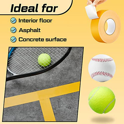 Amylove 230 ft Outdoor Court Tape, 2 in Adhesive for Basketball, Yellow, PE - color: Yellow