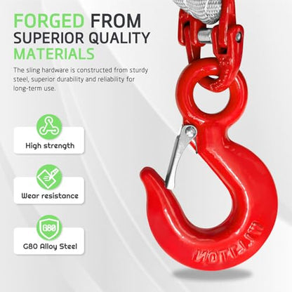 Lifting Slings Straps with Hooks - 5ft - size: 8800 lb / 5 ft