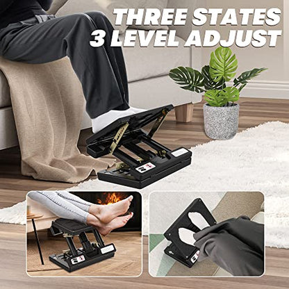 Under Desk Foot Rest, Ergonomic, Detachable Soft Pad, 4- Adjustable - color: Hard Padded- Grey