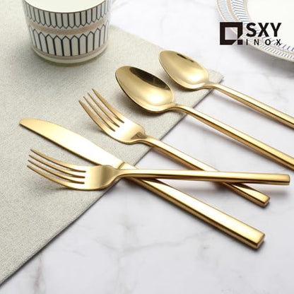 Silverware Set for 4,20 Pieces Forged Stainless Steel Flatware Set Cutlery Set,Heavy Duty and Modern Desgin,Fancy Tableware Cutlery Set for Home,Restaurant,Mirror Polished,Dishwasher Safe