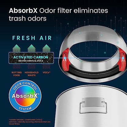 iTouchless 13 Gallon / 50 L Deodorizer Open Top Trash Can and Recycle Bin - color: Steel Silver 13 Gal Round