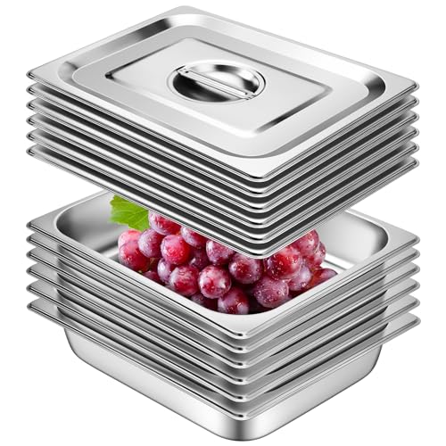 Hotel Pans with Lids 1/2 Half Size 2.5 Inch Stainless Steel Steam Table Pan - color: 1/2 Size, size: 2.5" Deep
