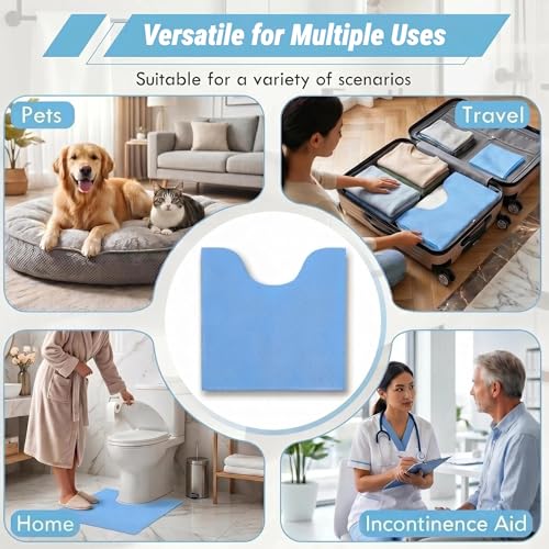 Upgraded 25 Pack Disposable Toilet Mats, Non-Slip Floor Protector from Urine, 4 Corners Adhesive, Super Absorbent Toilet Mats for Bathroom, Potty Training, Elderly, Travel, RV, Family, Pet Use