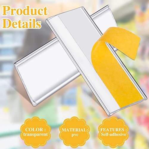 120 Set Shelf Labels, 3 x 1in Adhesive Label Holders with White Paper Tags