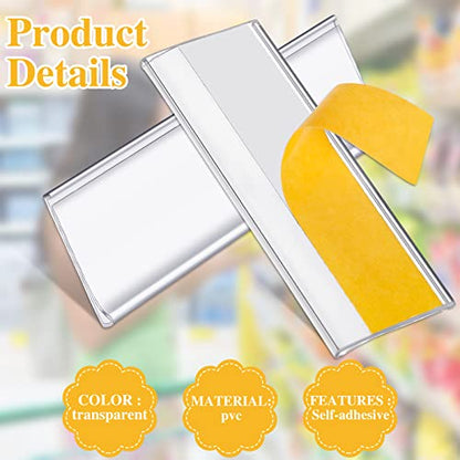 120 Set Shelf Labels, 3 x 1in Adhesive Label Holders with White Paper Tags