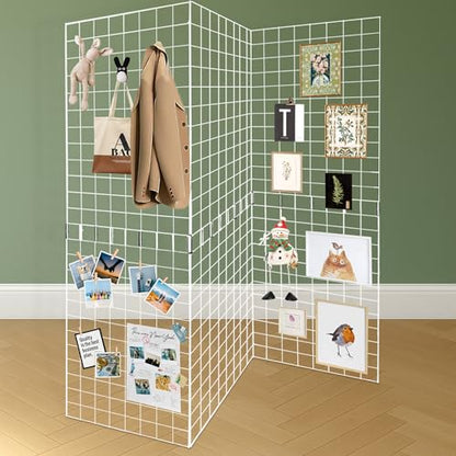 Grid Wall Panels 3 Pcs, Commercial Grade Gridwall Panels, Metal Grid Wall Panel Display Stand, You Can DIY 6 Pack 2'x3' or 3 Pack 2'x6', White - color: White