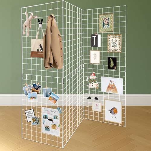 Grid Wall Panels 3 Pcs, Commercial Grade Gridwall Panels, Metal Grid Wall Panel Display Stand, You Can DIY 6 Pack 2'x3' or 3 Pack 2'x6', White - color: White