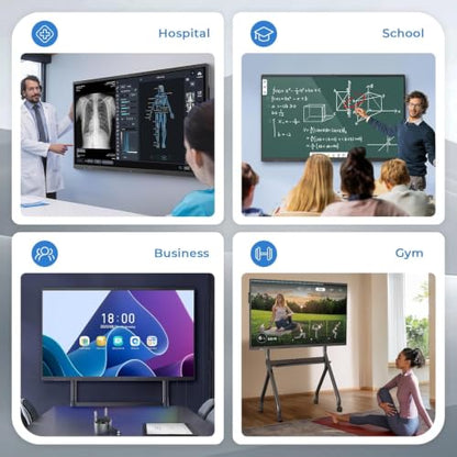 55'' Smart Board, 4K UHD Interactive Touchscreen Whiteboard, Android 14 8+128GB Wireless Smartboard for Classroom Home Office Studio - size: 55"