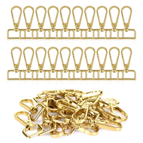 20 Pcs Metal D Ring Swivel Lobster Claw Clasp Snap Hooks Purse Hardware - color: Gold, size: 1 Inch