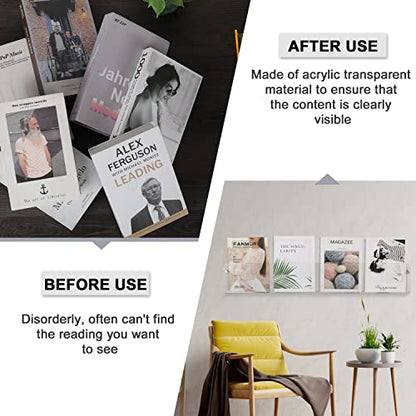 37.4" Magazine Holder,Acrylic Magazine Rack Wall Mounted,Clear Brochure Holder… - color: Clear