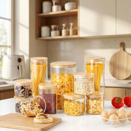 27oz Square Glass Food Storage Containers with Airtight Bamboo Lids, 4 Pack - color: 27oz 4 Pack