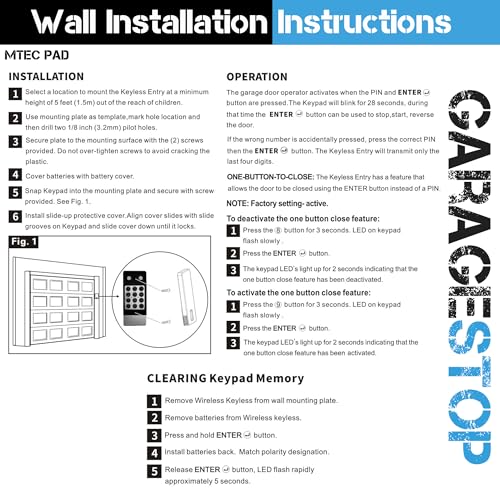 2X Garage Door Keypad for Marantec M13-631, Wireless Keyless Entry 315MHz - color: Keypad x2