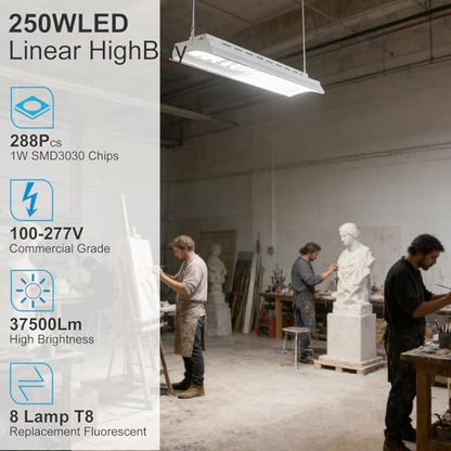 Lightdot 2FT Linear LED High Bay Shop Lights, 250W 2 Pack ETL Certified