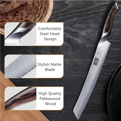 HOSHANHO Bread Knife 10 inch, Ultra Sharp Japanese Serrated Bread Knife - size: 10"