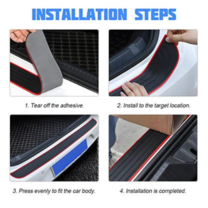 8sanlione Non-Slip Rubber Car Rear Bumper Guard Strip, Black/Red/40.9" x3.5 - color: Black/Red, size: 40.9"x3.5"