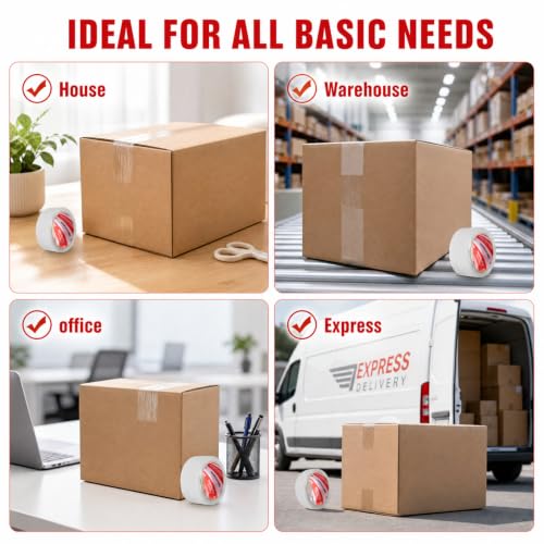 Heavy Duty Packing Tape 6 Rolls, Clear, 2.7 mil, 1.88" x 60Y | Total 360Y, Ultra Strong, Refill for Packaging and Shipping