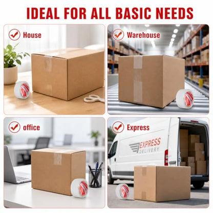 Heavy Duty Packing Tape 6 Rolls, Clear, 2.7 mil, 1.88" x 60Y | Total 360Y, Ultra Strong, Refill for Packaging and Shipping