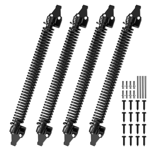 14" Gate Spring Self Closing Heavy Duty Outdoor Door Spring Automatic Gate Closer, Adjustable for Wooden and Vinyl Fence, Black,4 Pack