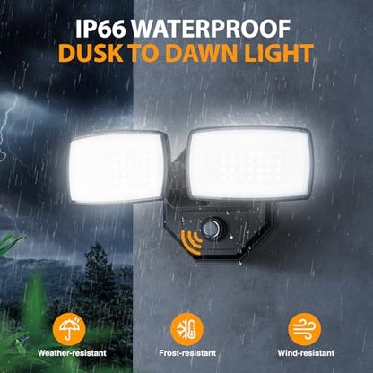 Onforu 3200lm Dusk to Dawn Outdoor Lighting, IP66 Waterproof, Auto on Off - color: Black