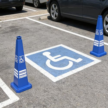 36" Blue Accessible Parking Safety Cones 6-Pack with Base - color: Blue, size: 36"