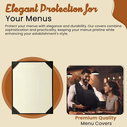 Prestine Menu Covers Made of Premium Faux Leather (10-Pack) - 8.5" x 11" - 1 View - Black - Restaurant Menu - Wine List - Bar Menu - size: 8.5”x11” - 1 View