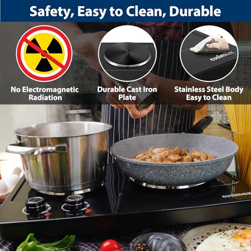 CUSIMAX Hot Plate, 1800W Electric Burner Double Hot Plate for Cooking,Black - color: Black, size: Double