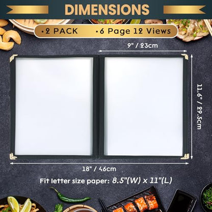 6 Page 12 View Menu Covers 8.5 x 11 Inch, 2 Pack - size: 6 page 12 view