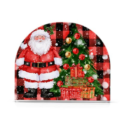 Buffalo Check Santa Napkin Holder for Table Acrylic Tissue Dispenser - color: Buffalo check pattern Santa Claus
