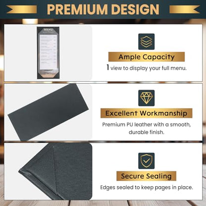 12 Pack 1 View Menu Holder Menu Covers 4.25" x 11" - size: 1 View