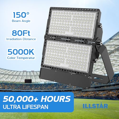 ILLSTAR 600W LED Stadium Lights,LED Flood Light,90000LM Super Bright