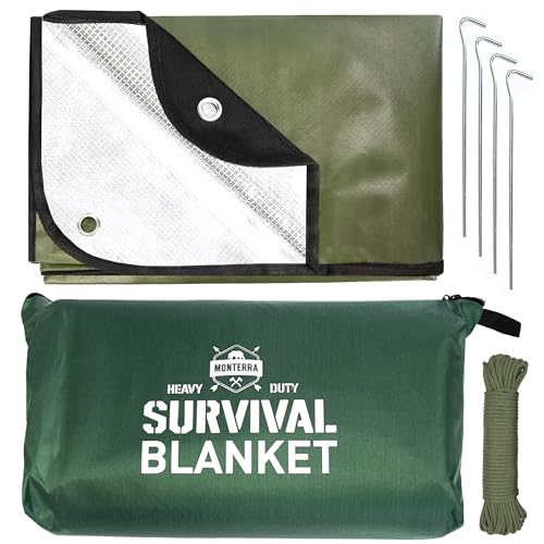 Insulated Tarp, Emergency Survival Blanket, 60” x 84”, Heavy Duty Waterproof Groundsheet, Camping, Thermal Space Blanket, Reflective Bivvy Shelter.