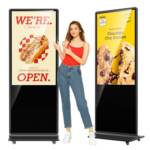 55'' Digital Signage Display Smart Android LCD Sign Kiosk Electronic Menu Board Advertising Display Screen Monitor HDMI WiFi USB 4K Media Video Player (Touchscreen,Black)