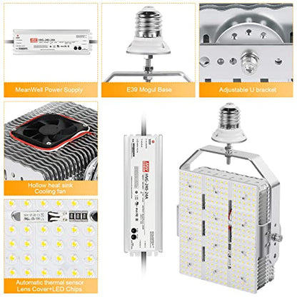 12 Pack LED Retrofit Kit for Parking Lot Light, 240W 34800LM 200-480V ETL Commercial LED Shoebox Light, 5000K E39 Mogul Base LED Shoebox Retrofit Kit for Outdoor Flood Light, Tennis Court