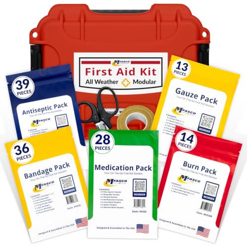 MFASCO All Weather Waterproof First Aid Kit with Wound Care & Burn Supplies