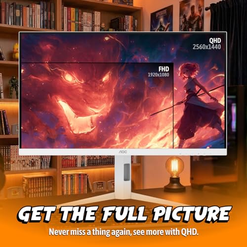 AOC 27 Inch Gaming Monitor QHD 320Hz Mini-LED HDR1000, White, Q27G4SLM/WS - size: 27" 320Hz Mini-LED White