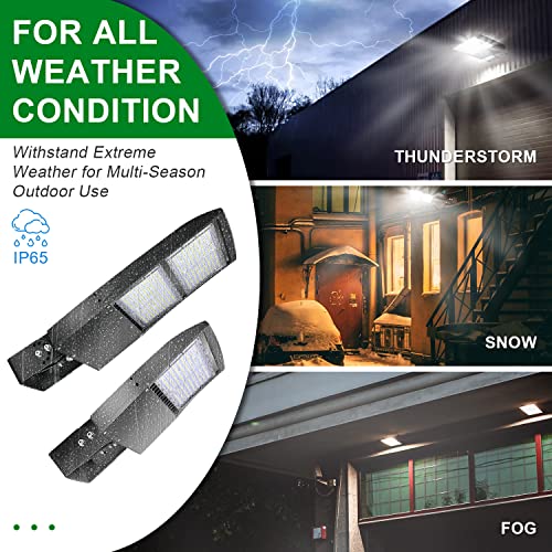 LED Parking Lot Lights 100W Shoebox Street Pole Lighting Fixture 5000K - color: 100W + (100-277V 5000K), size: Yoke Mount Bracket