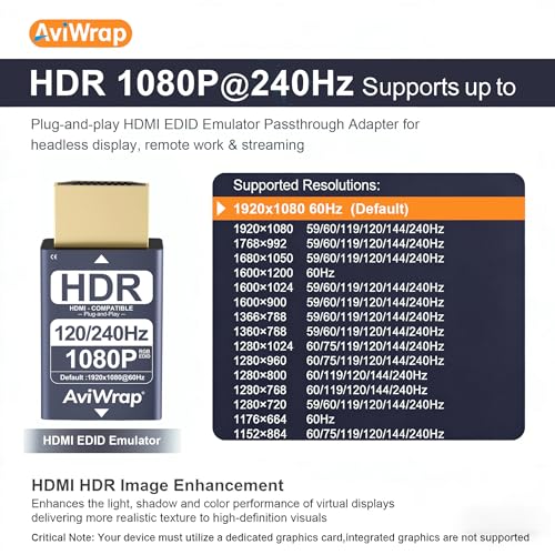 HDMI EDID Emulator Passthrough Adapter,EDID Dongle for 1080p/240Hz - color: 1080P/240Hz, size: 1pack