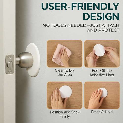 Door Knob Wall Protectors 10 Pack, 4 White 3.15" + 6 Clear 2" - size: 2 & 3.15"- Pack of 10
